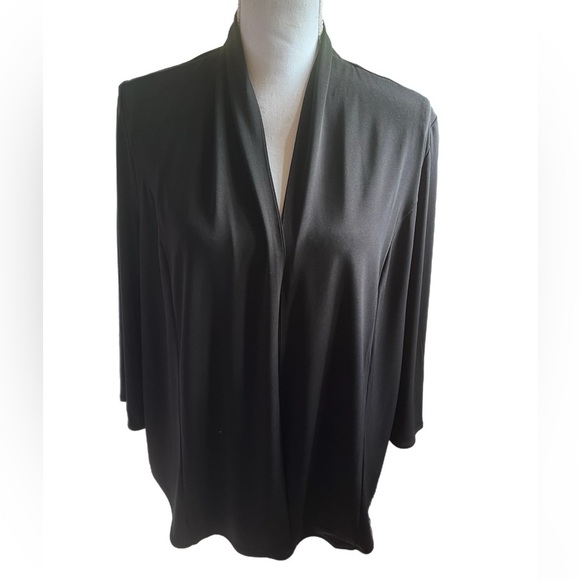 CHICO'S BLACK OPEN FRONT Polka-Dot Chiffon Back TOP JACKET Cardigan Size Medium - Picture 1 of 4